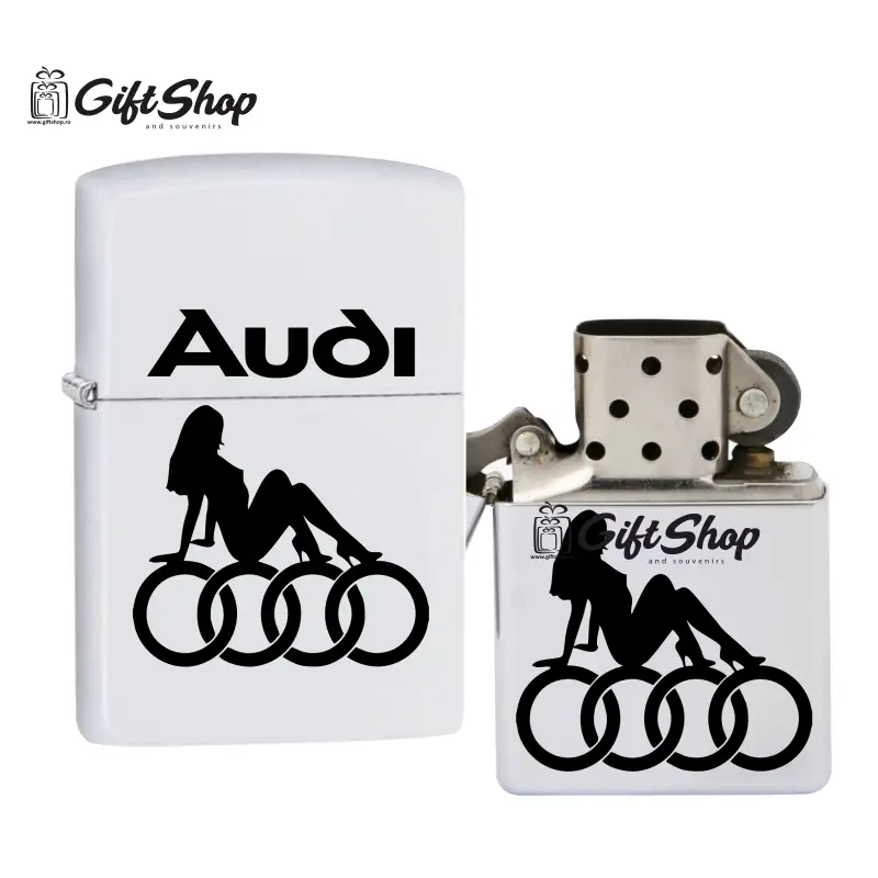 Audi, bricheta metalica gravata laser cu mesajv